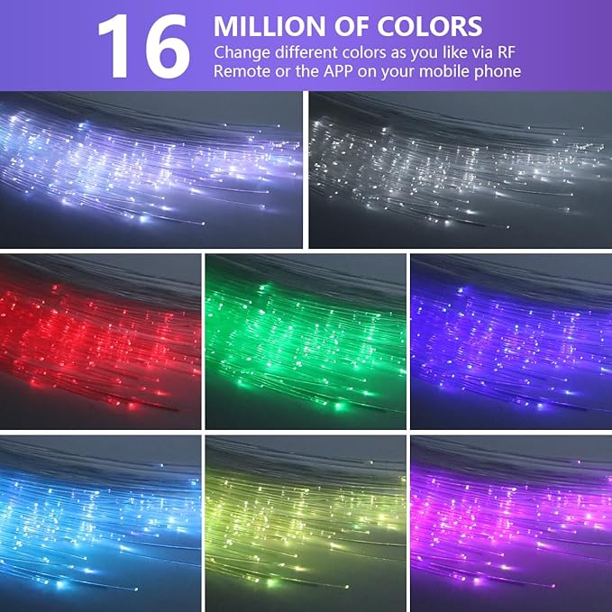 16W Car Home Starlight Headliner Kit, Twinkle & Sound Activate RGBW Fiber Optic Lights with APP & Remote Control, Star Lights for Ceiling Decoration, 450 pcs 9.8ft