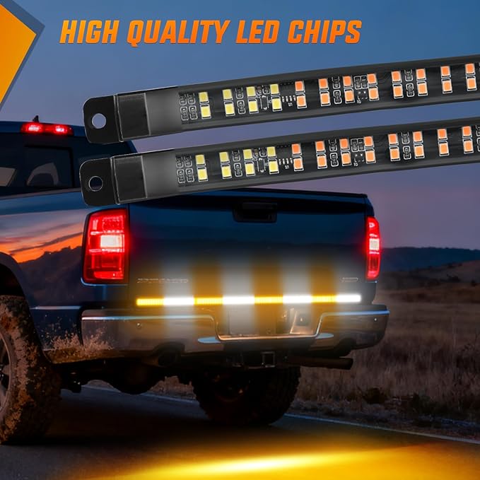 Nilight 60 Inch Emergency Strobe Light Strips with Controller, 384LED Flashing Warning Hazard Safety for Rear Window Tailgate on Truck Trailer Construction Plow Pickup Tow SUV Vehicles, Amber White