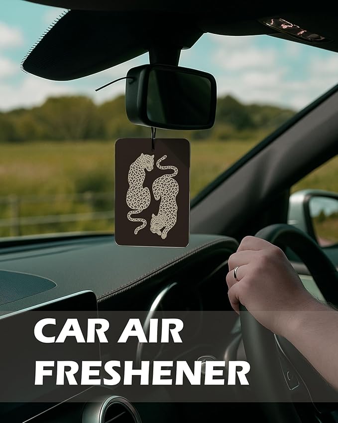 Coquette Leopard Bow Cologne Car Air Freshener 4 Pcs, Trendy Girly Lucky 8 Ball Cheetah Print Hanging Air Freshener for Cars Bathroom Dorm Books Decor, Cute Accessories Gifts for Women Girls