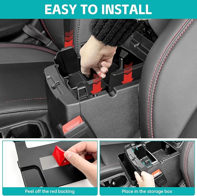 3PCS Center Console Organizer Combo Kit Compatible with 2018-2023 Jeep Wangler JL JLU 4xe Rubicon Sahara & Gladiator JT Accessories, Insert/Hanging Armrest Storage Box & Grab Bar Tray