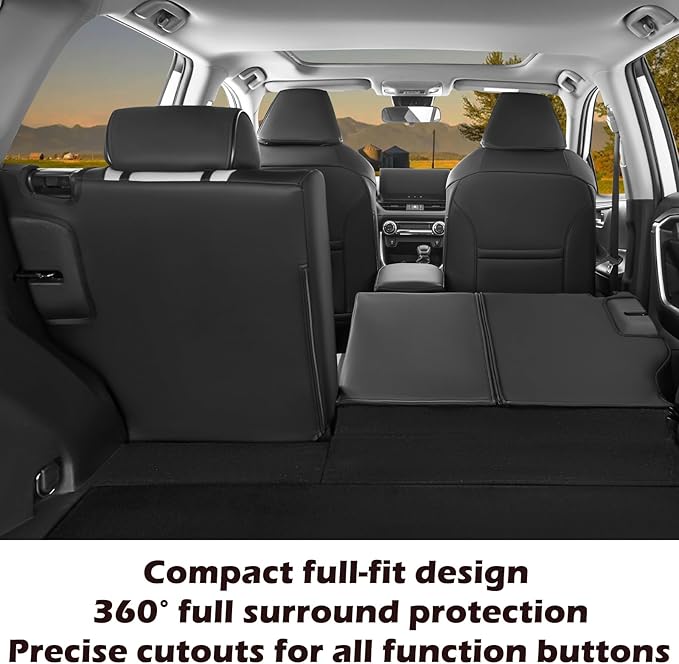 HKZ Fit RAV4 Car Seat Covers Set for 2019 2020 2021 2022 2023 2024 2025 Toyota RAV4 LE,XLE,XLE Premium,Limited - 5 Seats Full Set Leather(Black/Gray)