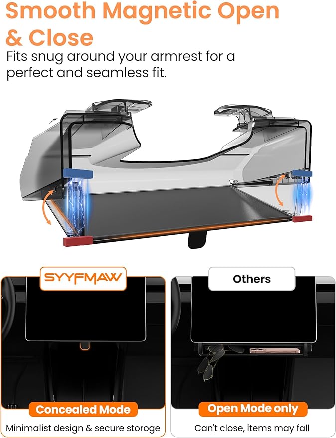 Tesla Model Y Accessories Under Screen Storage Box Compatible with Tesla Model Y Juniper 2025–2026 & Tesla Model 3 Accessories 2024–2026 Concealed Center Console Organizer Tray