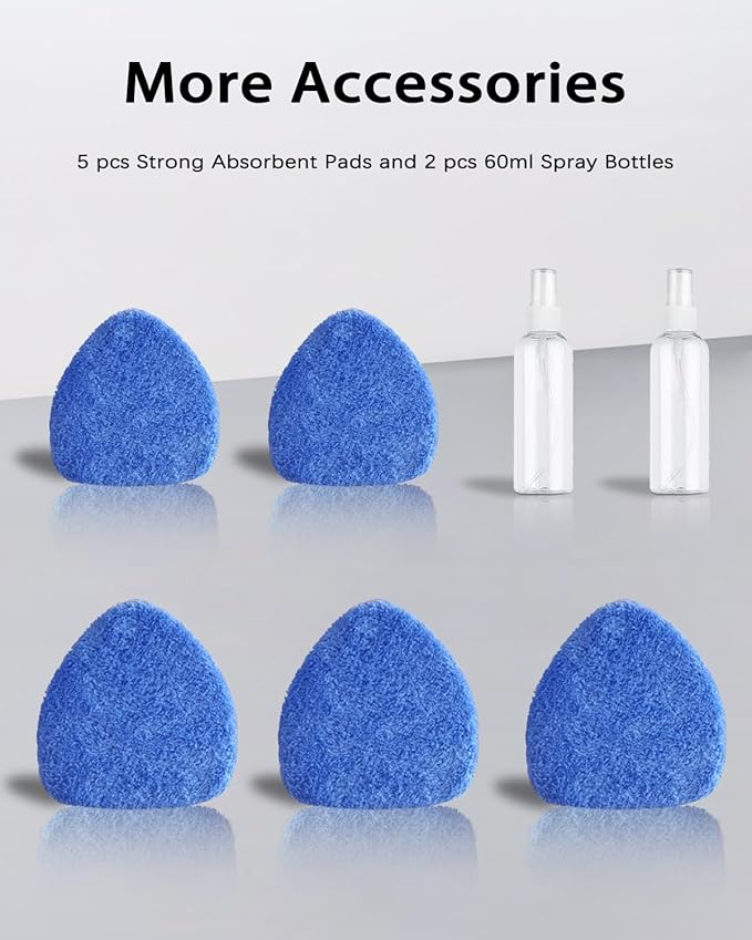 25.5” Windshield Cleaner Tool, Longer & Strong Absorbent Car Window Cleaner with 5 pcs Washable Pads and 2 pcs Spray Bottles for Car and Home Window, Blue
