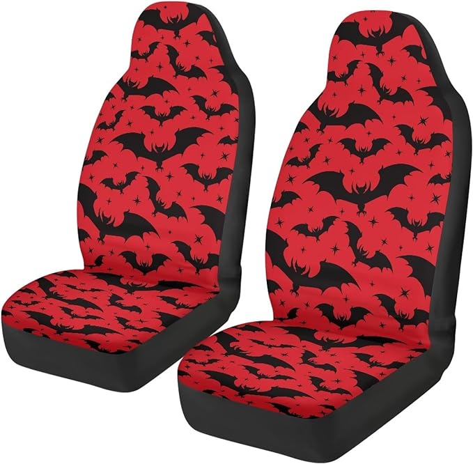 Halloween Bat Car Seat Covers Universal Front Car Seats Breathable Anti-Slip Back Fabric Removable Automotive Accessories Suitable for Cars, SUV and Trucks