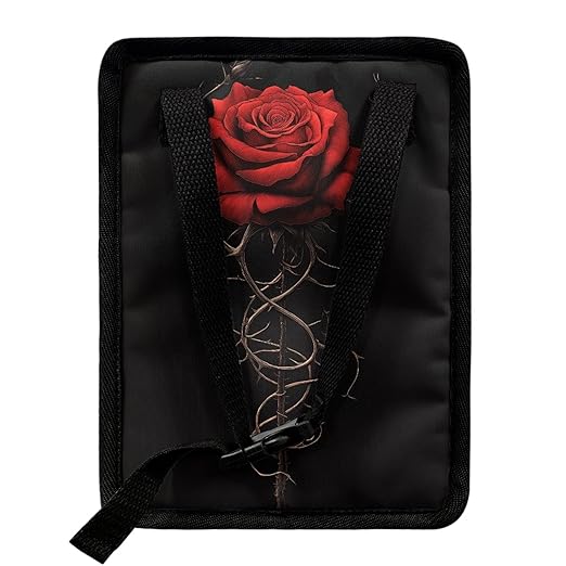 BIGCARJOB Romantic Rose Leak-Proof Car Trash Bin for Back Seat,Red Rose Car Interior Accessories Waste Basket Storage for Vehicle Truck,Women Girls Travel Camping Picnic Lage Trash Can Garbage Bin