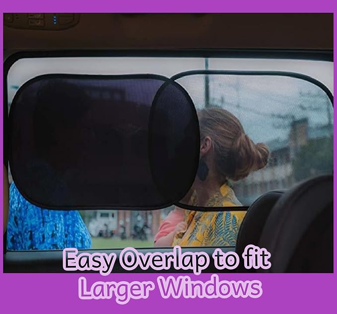 Car Window Shades - Certified 99.79% UVA & 99.95% UVB sun protection. Award winning car sun shade for side windows. 4 Pack (2 Transparency options) 22" x 14" -window shade for car baby by Kinder Fluff