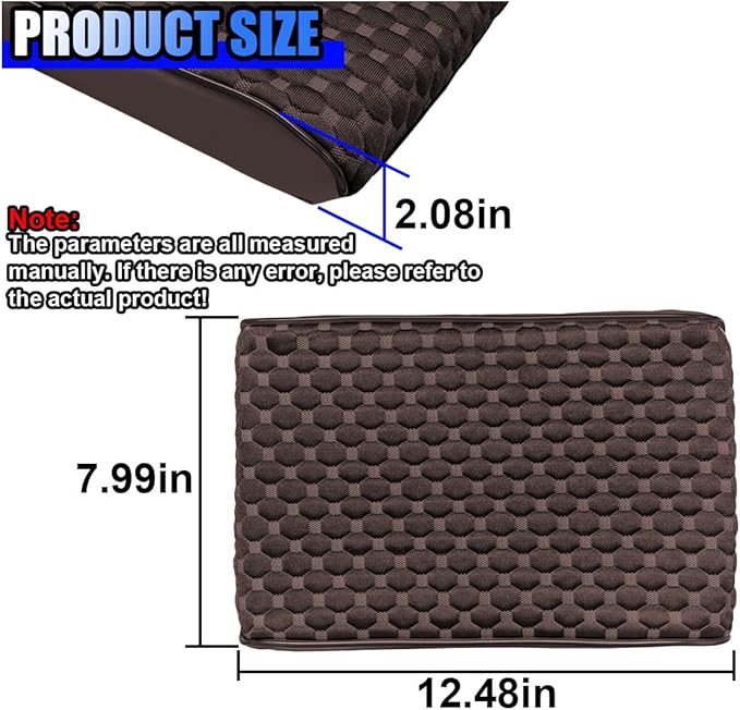 Cool Car Center Console Cushion Pad, Comfortable Ice Silk Car Armrest Cover, Breathable Vehicle Armrest Seat Box Pad Memory Foam, Auto Interior Protection Accessories, Universal for Summer (Coffee)