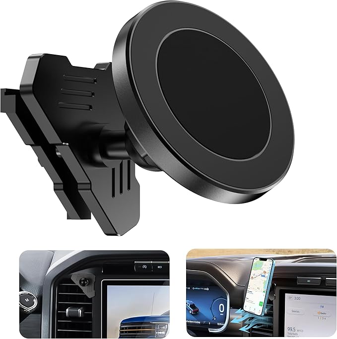 Surfcabin CNC Magnetic Truck Air Vent Phone Holder, Metal Phone Mount Cradles for F150, Compatible with Ford F150 2021-2026 & Super Duty F250 F350 F450 2021-2025 and Most Cellphones