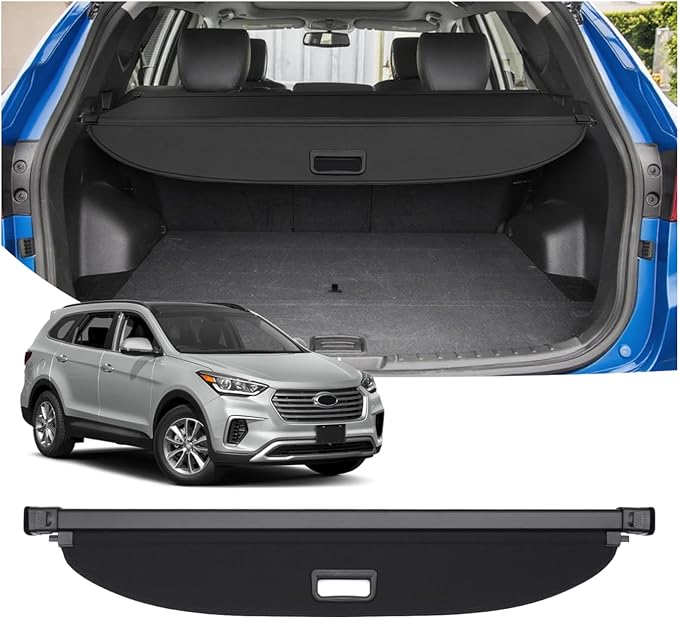 Powerty Retractable Cargo Cover for 2015-2018 Hyundai Santa Fe Sport, Canvas Texture Trunk Cover Privacy Screen Rear Security Shade for Santa Fe Sport Accessories(Not for Santa Fe)