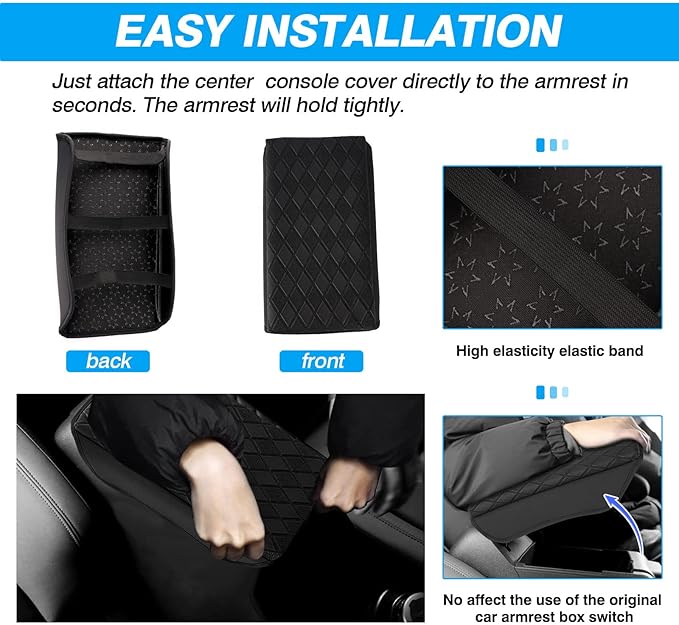 FIILINES Center Console Cover for Toyota 4Runner 2010-2024, Armrest Cover Pad Cushion 4Runner Accessories Armrest Cover Anti-Scratch Black