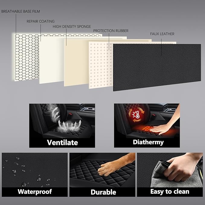 Full Coverage Leather Car Seat Covers Front Pair,Waterproof Seat Covers for Cars,SUVs Trucks, Car Seat Cushion,Car Seat Protector with 2 Seats
