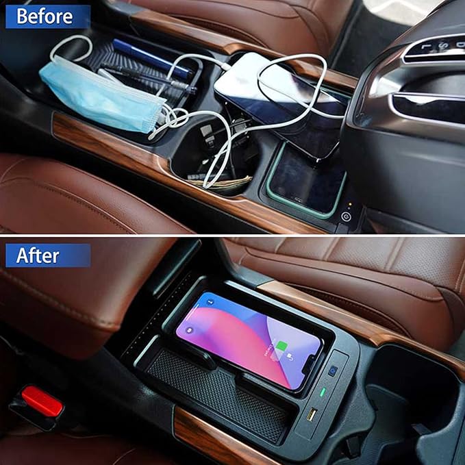 Wireless Car Charger Compatible with Honda CRV 2017 2018 2019 2020 2021 2022, 15W Wireless Fast Phone Charging Pad with 27W USB-A & Type-C Interior Phone Charging Pad Interior Accessories