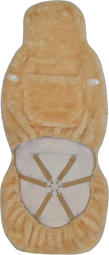 Eurow Australian Merino Sheepskin Car Seat Cover, Plush Universal Fit for Most Vehicles, Summer Cool & Winter Warm, Side Airbag Safe, Easy Installation, 56 x 23 Inches, Single Seat, Beige