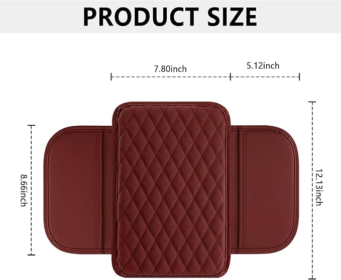 Upgraded Car Center Console Cover,Microfiber Leather Car Armrest Cover Cushion with 2 Storage Bags,Universal Cars Armrest Storage Box Cars Interior Accessories for Most Vehicles (Red)