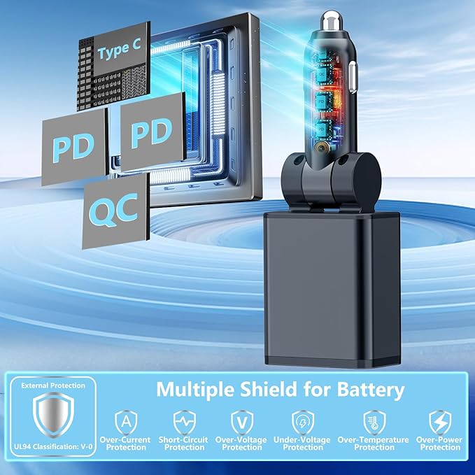 [Apple MFi Certified] Retractable Car Charger for iPhone 17, Stuffcool 120W USB C Car Charger 4 in 1 PD/QC Type C Fast Charging Cigarette Lighter for iPhone 17 17 Pro 16 15 14 13 Galaxy S26 S25 Pixel