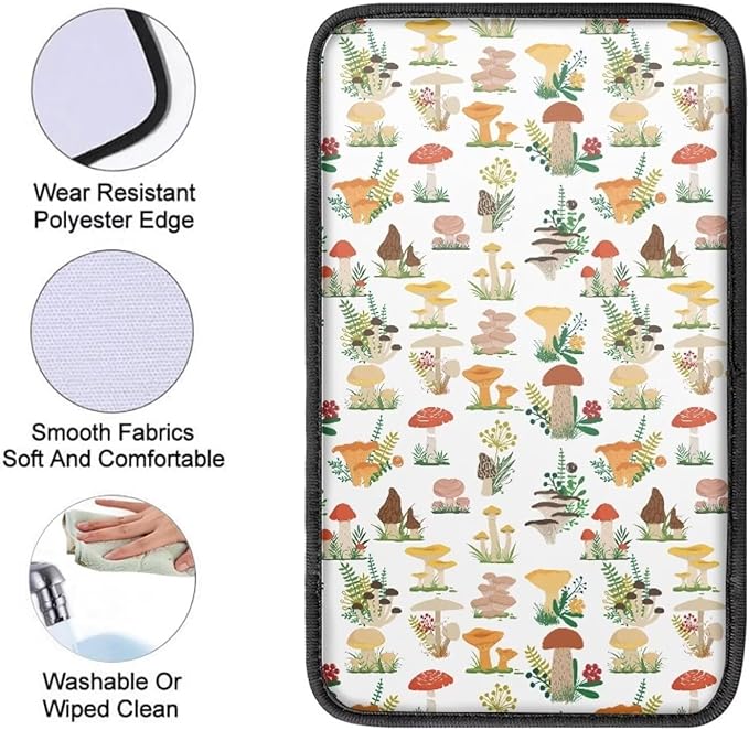 JoyLamoria Mushroom Auto Center Console Pad Cover for Women Mushroom Car Armrest Cushion Protector Universal Fit