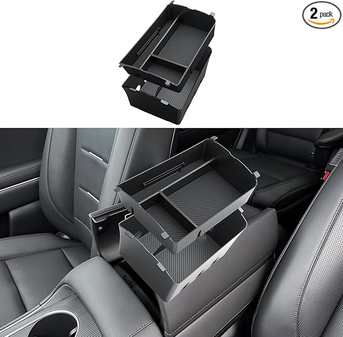 ECOZEN 2026 Palisade Center Console Organizer - 2 Pcs Upper & Lower For 2026 Palisade Armrest Box Organizer Tray - Compatible with 2026 Hyundai Palisade Hybrid Accessories - Only Fit Calligraphy Trim