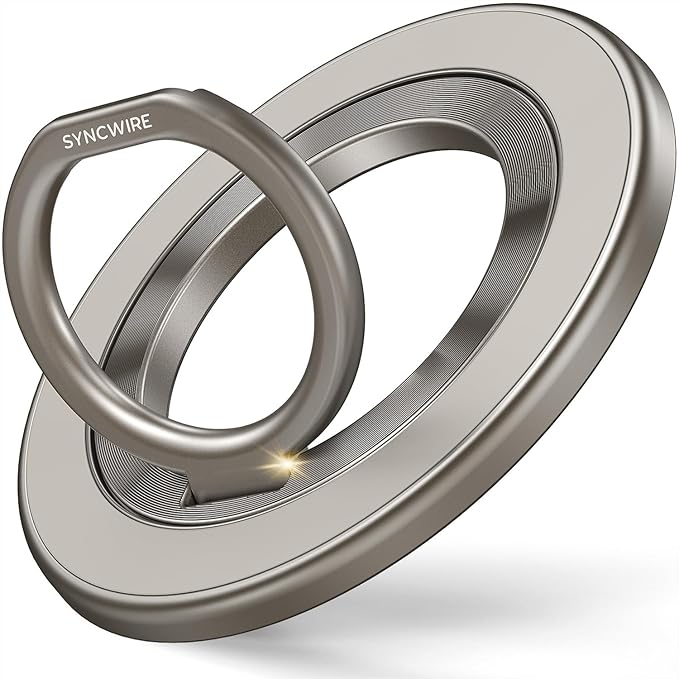 SYNCWIRE Magnetic Phone Ring Holder for MagSafe, 360° Rotation Cell Phone Grip Stand Finger Ring Kickstand Two-Sided Magnet Compatible with iPhone 17 Pro Max 16 15 14 13 12 MagSafe Accessories