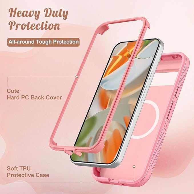 for Google Pixel 9 Pro XL Case - Compatible with MagSafe Women Cute Girls Magnetic Protective Cover Strawberry Girly Kawaii Design Heavy Duty Shockproof Phone Case for Pixel 9 Pro XL 6.8"