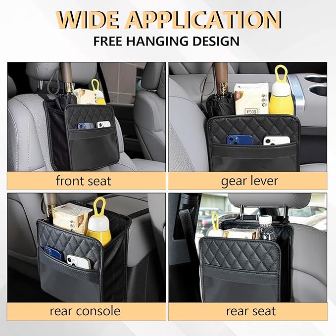 Car Seat Back Organizer,Seat Back Hanging Bag,Waterproof Leather Backseat Storage Pocket,Multipurpose Backseat Organizer,Auto Travel Essentials Accessories for Kids & Adults for Most Vehicles