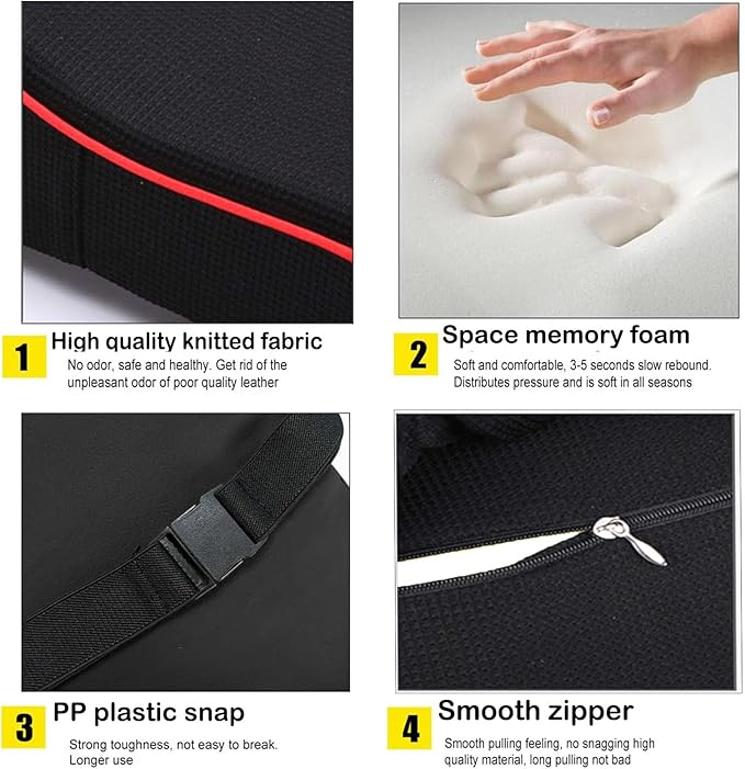 Auto Center Console Armrest Pillow, Memory Foam Car Armrest Cushion with Phone Holder Storage Bag Universal Fit for Most Car (Black)