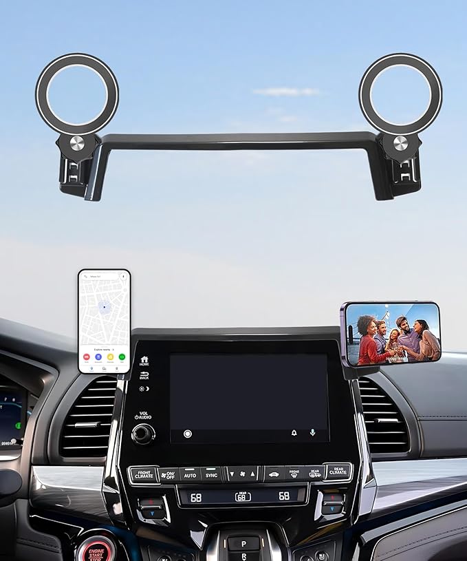 Car Phone Holder for Honda Odyssey 2018 2019 2020 2021 2022 2023 2024 Accessories Apply to 8 Inch Touch Screen Fixed Clip MagSafe Passenger Cell Phone Mount Handsfree 360° Rotation