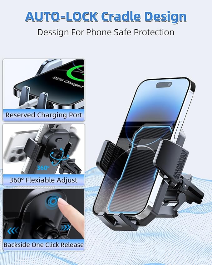 PZK Car Phone Mount for Mazda CX-30 CX30 2019-2022 2023 2024 2025 Accessories Custom Air Vent Auto Lock Car Phone Holder Hands Free 360° Rotation Cell Phone Automobile Cradles for iPhone Samsung