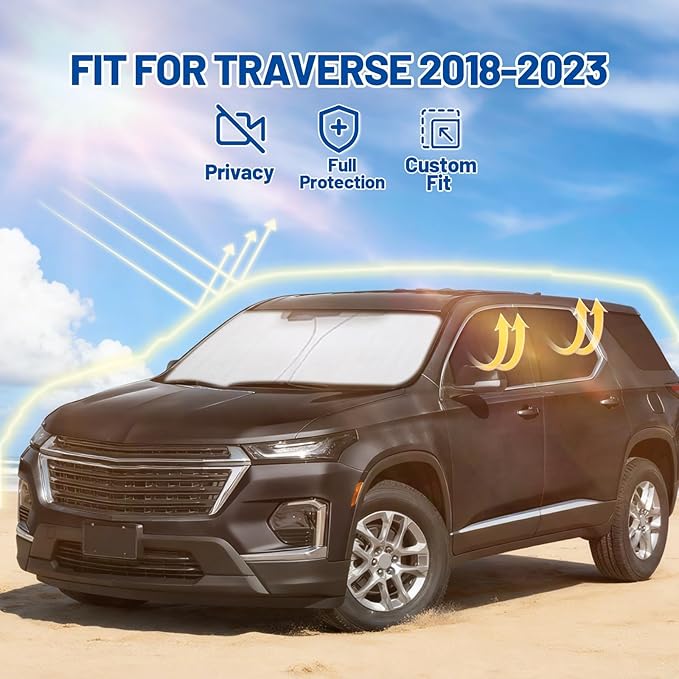 Car Window Shades Intended for Chevrolet Traverse 2018-2023, Privacy Window Covers 8PCS for Side, Rear & Windshield, Car Shield Sunshade for Privacy Protection, Heat Blocking, Camping and Parking