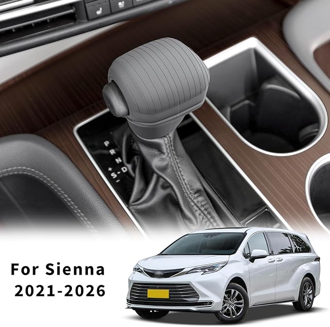 Gear Shift Knob Cover for Toyota Sienna 2021-2026 Silicone Center Console Gear Shift Head Protection Compatible with LE/XLE/XSE/Woodland Edition/Limited/Platinum(Gray)