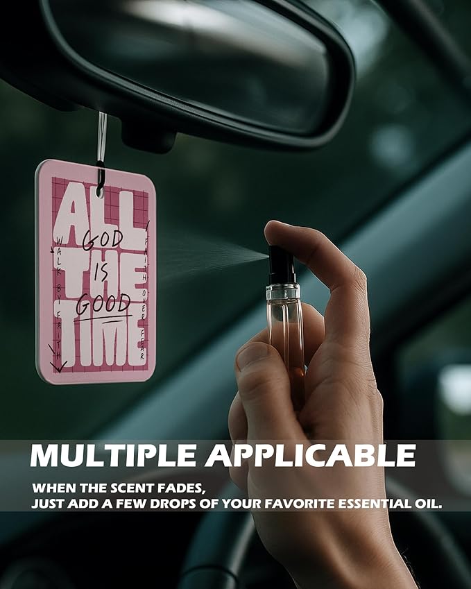 Retro Pink Christian Car Air Freshener 4 Pcs, Neutral Bible Verses Hanging Air Freshener for Cars Bathroom Dorm Books Decor, Vintage Religious Accessories Gifts for Women Men