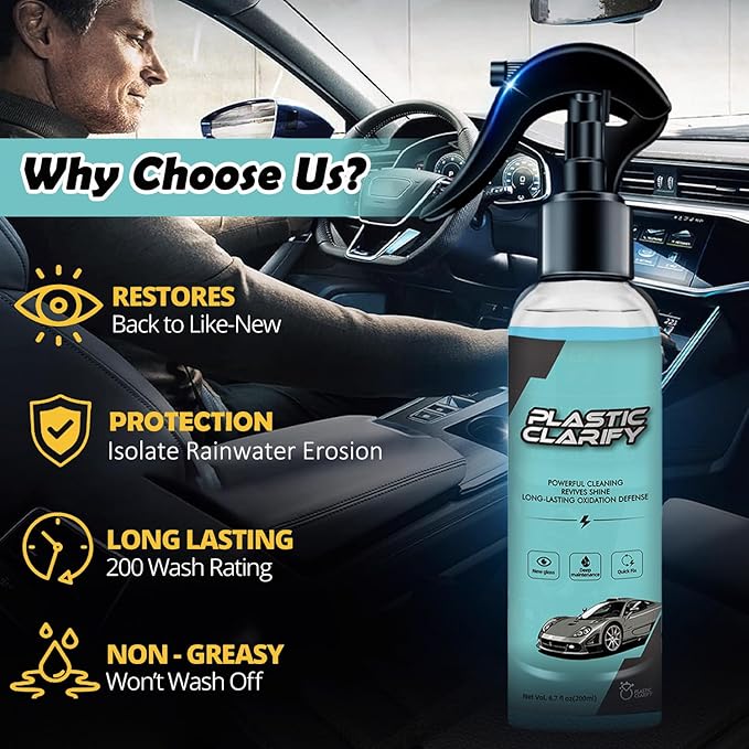 Plastic Refurbishment, Car Trim & Plastic Restorer for Refreshing Faded Plastic, Leather, Vinyl & Rubber Trim with Polish, Automotive Shiny Stuff, Black Exterior & Interior Care-200ml