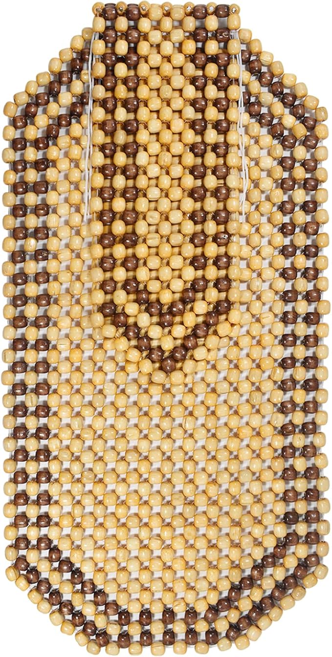 2X Natural Wood Beaded Auto Car Seat Bead Cover,Front seat Natural Wooden Cool Refreshing Back Massaging Comfort Cushion Mat,Premium Quality Universal for Car Truck on Summer
