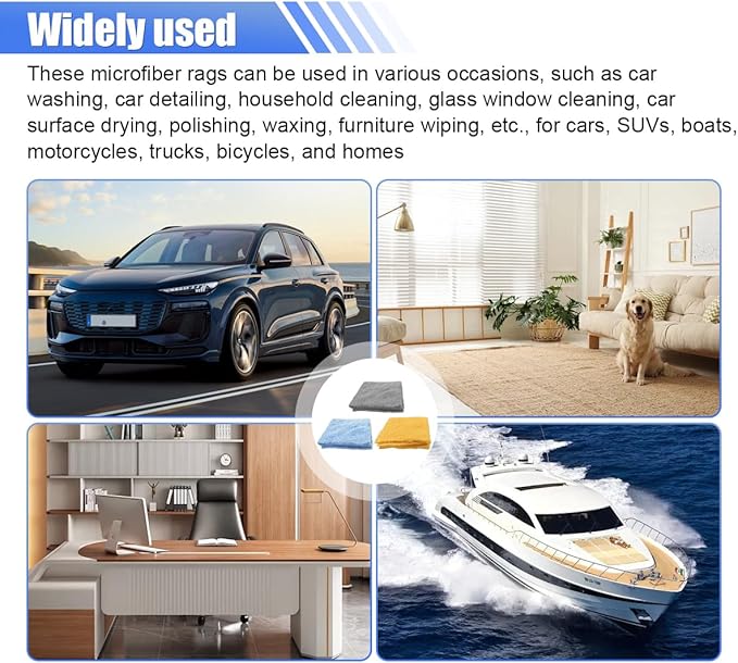 6PCS Car Drying Towel, 16" × 15" Double Sided Microfiber Towels for Cars Detailing, Absorbent Extra Large Cleaning Cloth, 450 GSM Car Detailing Wash Towels for Cars, Trucks, SUVs (Multicolor)