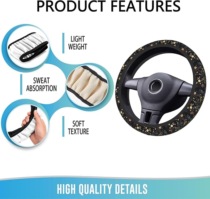 Elastic Steering Wheel Cover Car Accessories Cute Universal 15 Inch Absorbing Sweat Non-Slip Breathable for Woman - Wildflower