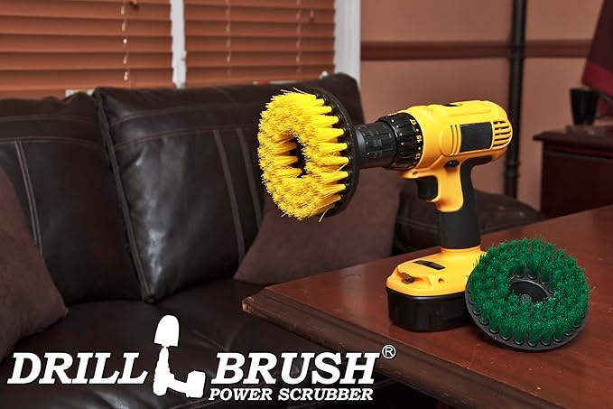 Kitchen Accessories - Pot Cleaning- Cleaning Supplies - Drill Brush - Power Scrubber Kitchen and Bathroom Brush Set - Spin Brush - Bath Mat - Soap Scum, Mineral Deposits, Calcium, Hard Water Stains
