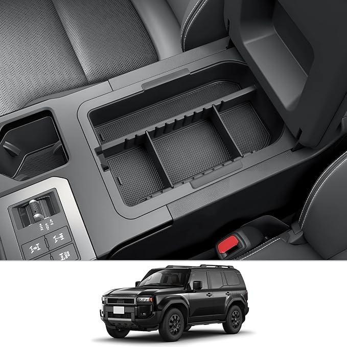 CDEFG 2024 2025 Land Cruiser Center Console Organizer Compatible with 2024 2025 Toyota Land Cruiser 250 Prado J250 LC250 Accessories Middle Console Armrest Storage Box(Not Fit Armrest with Cool Box)