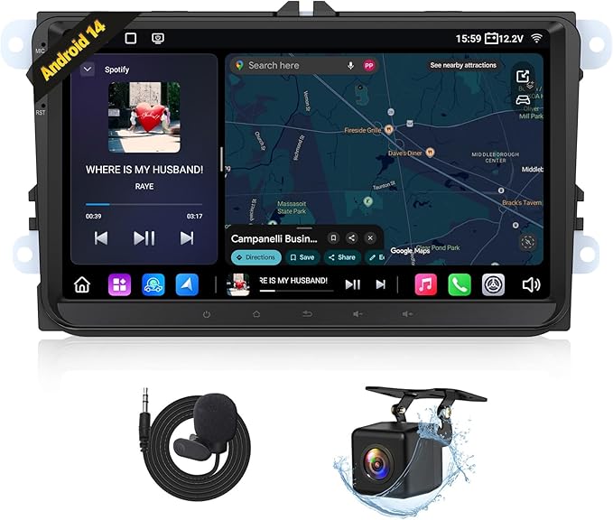 Eonon 4+64G Android 14 Car Stereo for Volkswagen Golf Passat SEAT Skoda, 9'' CarPlay Android Auto Touchscreen Headunit with DSP, Bluetooth,SWC- VWX7A