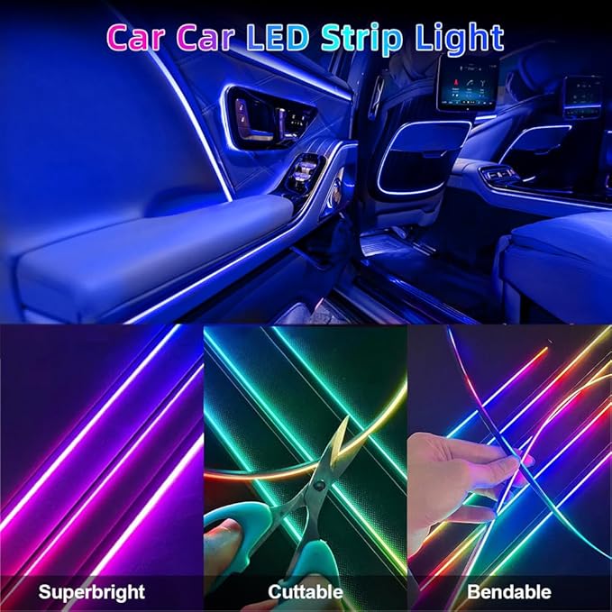 Acrylic Interior Car LED Strip Light, Dreamcolor 18-in-1 RGB Ambient Lighting with APP, 16 Million Colors 175in 600LED Music Sync Lights for Night Driving, Home, Camping & Gift Decor