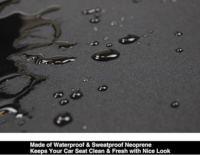 Waterproof Neoprene Car Seat Cover, Sweatproof Non-Slip Seat Protector, Universal Fit for Front Bucket or Rear Bench Seat of Cars, SUVs, Vans, Trucks, Compatible with Airbags and Armrests