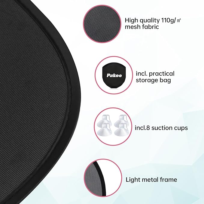 Car Window Shade for Baby, 2 Pack UV Protection Breathable Universal Fit Mesh Car Window Shades, 2 Pack with 8 Suction Cups- 17.7 x 14 inches