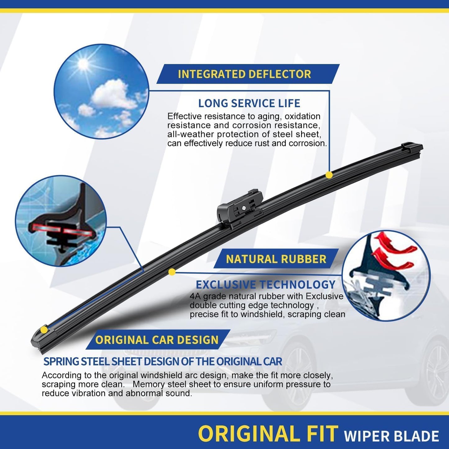 2 wipers Replacement For Q5 SQ5 2009-2018/S5 RS5 2008-2018/Q3 2011-2017/A4 S4 2009-2018 Original Equipment Windshield Wipers 24+20 (Set of 2) Top Lock