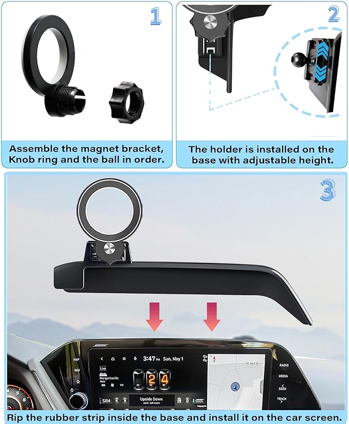 Car Phone Holder for Hyundai Sonata 2019 2020 2021 2022 2023 Accessories Apply to 10.25 Inch Touch Screen Fixed Clip Magnetic Cell Phone Mount Hands-Free 360 Degree Rotation