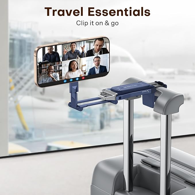 OMOTON TP02 360°Rotating for MagSafe Tripod Mount, Adjustable Aluminum Magnetic Phone Tripod for iPhone 17/16/15/14 Pro Max Air, Foldable Cell Phone Stand Fits Vlog, Gym, Travel Essentials, Navy Blue