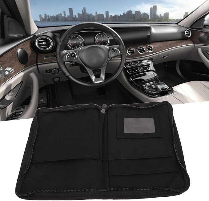 Srliya Car Glove Compartment Organizer, 6 Pockets Zipped Design, Portable Document Holder for Car, made of 600D Oxford cloth, Universal