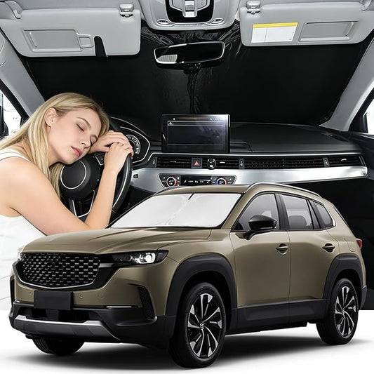 Windshield Sunshade for Mazda CX-50 2023-2026 Sun Shade Car Windshield Accessories Upgrade 4 Layers Blocks UV Rays Custom Fit CX-50 240T Car Window Shades Front Windshield Keep Cool Foldable