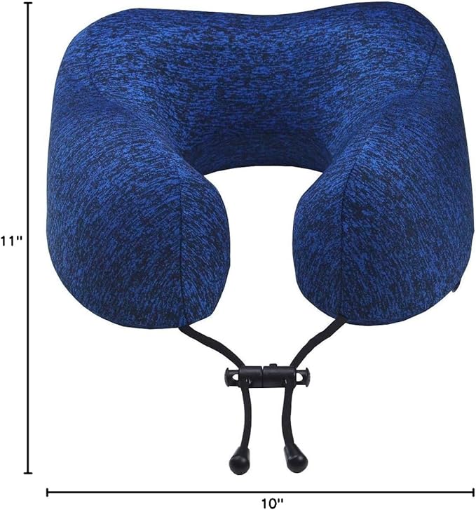 napfun Neck Pillow for Traveling, Upgraded Travel Neck Pillow for Airplane 100% Pure Memory Foam Travel Pillow for Flight Headrest Sleep, Portable Plane Accessories, Blue