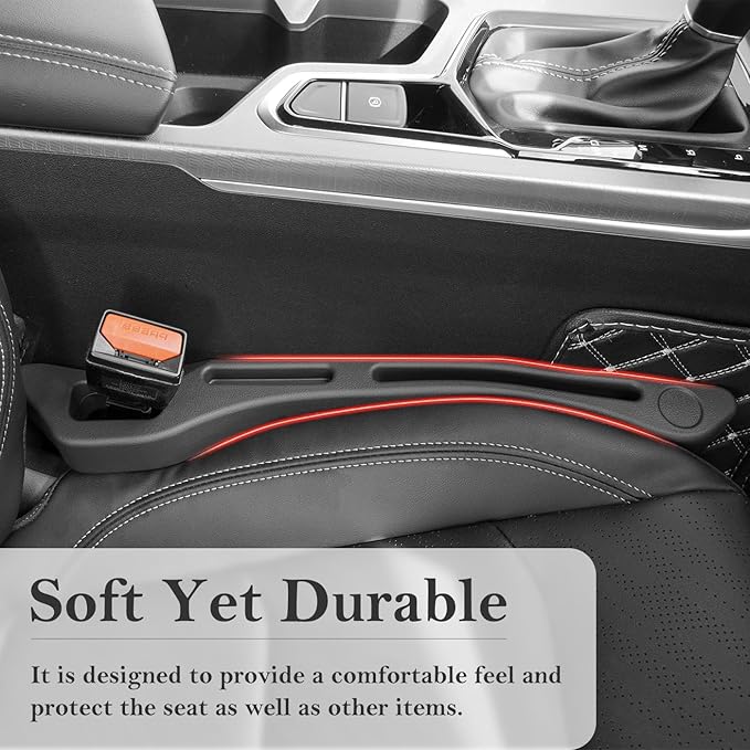 Car Seat Gap Filler 2-Pack, Universal Car Seat Gap Filler Organizer, Seat Gap Plug – Fills Gap Between Seat & Console (Premium Black)