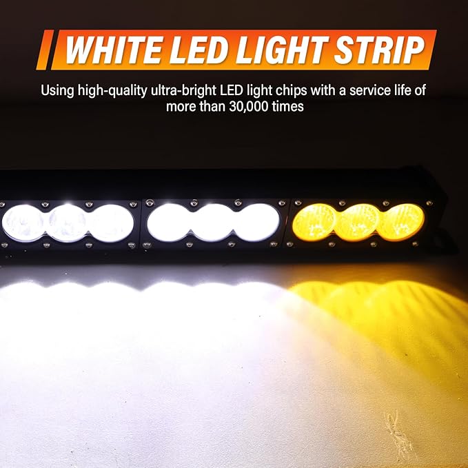 AUXTINGS 49 inch Single Row Dual Color LED Light Bar 270W Off Road Light Bar White Amber Combo LED Work Light Truck UTV 4x4 Cars SUVs ATVs Boats Fog Driving Light with Wiring Harness kit