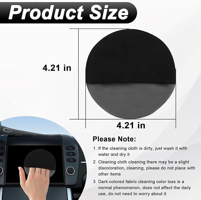 Car Screen Cleaner, 4.21''×4.21'' Microfiber Dashboard Wipes, Round Microfiber Cloth, Car Display Wipes,Vehicle Screen Cleaner Tool Universal for Car Dashboard Car Display Car Interior Tools (Black)
