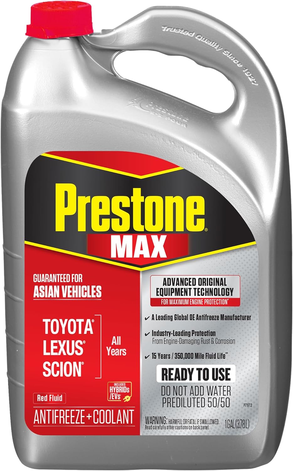 Prestone AF6210 MAX Asian Vehicles (Red) Anti-Freeze and Coolant, 1 Gallon, Pack of 6